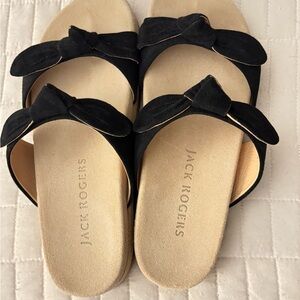 Jack Rogers Black Bow Slide Sandals
